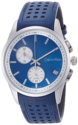 Calvin Klein Herren Chronograph Quarz Uhr mit Leder Armband K5A371VN von Calvin Klein