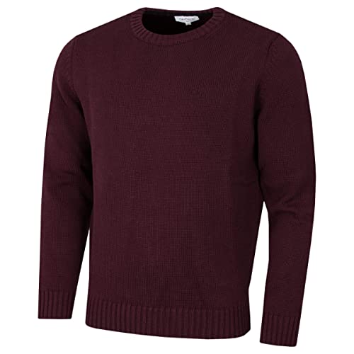 Calvin Klein Herren Chunky Pullover mit Rundhalsausschnitt - Burgund - L. von Calvin Klein