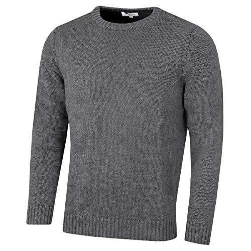 Calvin Klein Herren Chunky Pullover mit Rundhalsausschnitt - Grey Marl - L. von Calvin Klein