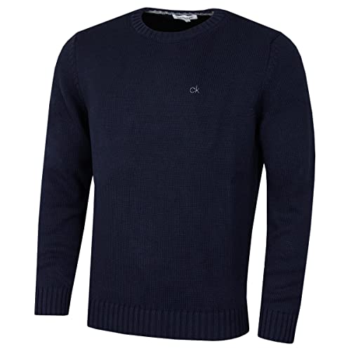 Calvin Klein Herren Chunky Pullover mit Rundhalsausschnitt - Navy - S. von Calvin Klein