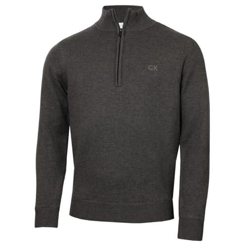 Calvin Klein Herren Chunky gefüttert 1/2 Zip Sweater - Kohle-Mergel - M von Calvin Klein