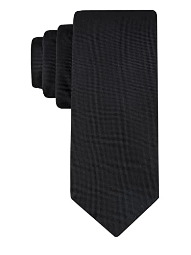Calvin Klein Herren Classic Black Solid Pattern Ties (Standard and Extra Long Sizes) Krawatte, Schwarz gesponnenes einfarbiges Material von Calvin Klein