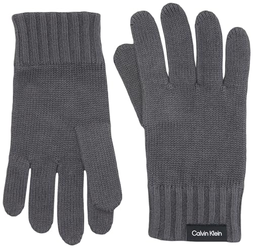 Calvin Klein Herren Classic Cotton Rib Gloves K50K511011 Gestrickte Handschuhe, Grau (Magnet), OS von Calvin Klein