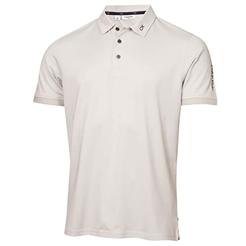 Calvin Klein Herren Concord nachhaltige Golfpolo Hemd - Pale Silber Marl - XL von Calvin Klein