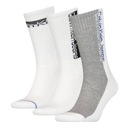 Calvin Klein Herren Crew Sock Calvin Klein Jeans Athleisure Men's Crew Socks 3 Pack, Weiß, Einheitsgröße von Calvin Klein