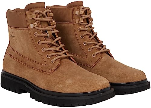 Calvin Klein Herren Eva Mid Laceup Boot Suede Ym0ym00802 Mittelhohe Stiefel Leger, Braun Monks Rob Black Orange Pop, 44 EU von Calvin Klein