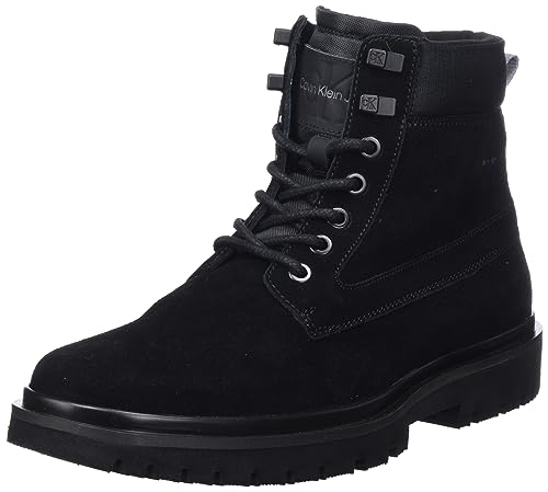 Calvin Klein Herren Eva MID Laceup Boot Suede YM0YM00802 Mittelhohe Stiefel, Schwarz (Black/Stormfront), 40.5 EU von Calvin Klein