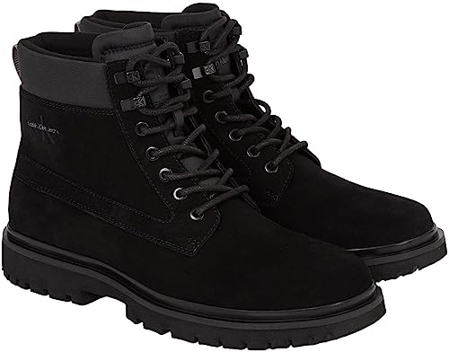 Calvin Klein Herren Eva MID Laceup Boot Suede YM0YM00802 Mittelhohe Stiefel, Schwarz (Black/Stormfront), 41 EU von Calvin Klein