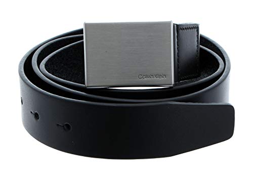 Calvin Klein Herren Gürtel Formal Plaque Belt 3.5 cm Ledergürtel, Schwarz (Black), 115 cm von Calvin Klein