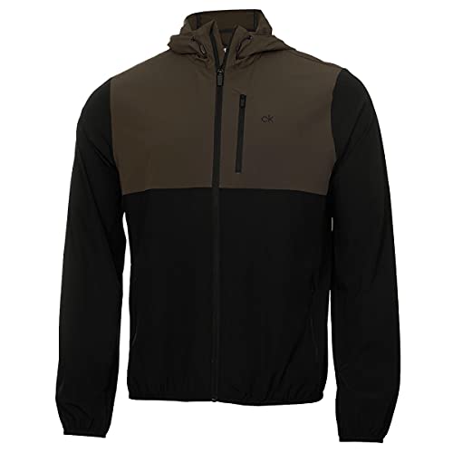 Calvin Klein Herren Farbblock Ultra Lite Golf Jacket - Schwarz/Khaki - XL von Calvin Klein