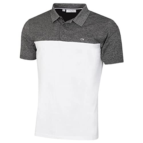 Calvin Klein Herren Farbe Block Leicht Golf Polo Hemd - Charcoal/Weiß - L von Calvin Klein