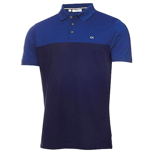 Calvin Klein Herren Farbe Block Leicht Golf Polo Hemd - Cobalt Marl/Marine - L von Calvin Klein