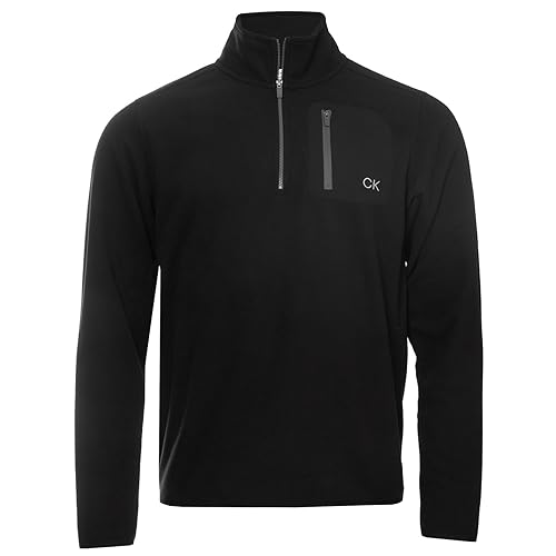 Calvin Klein Herren-Fleece-Pullover mit Reißverschluss am Hals, Black, XX-Large von Calvin Klein