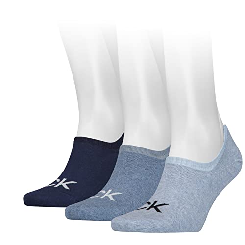 Calvin Klein Herren Footie Calvin Klein Logo Men's Liner Socks 3 Pack, denim melange, Einheitsgröße von Calvin Klein