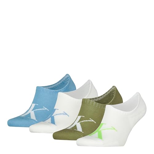 Calvin Klein Herren Footie Socken, Grün/Blau, Einheitsgröße (4er Pack) von Calvin Klein