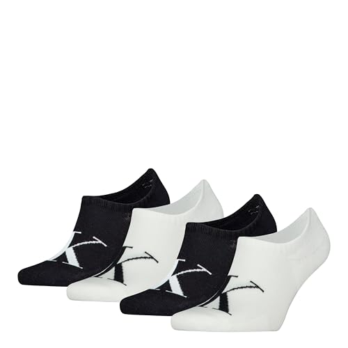 Calvin Klein Herren Footie Socken, Weiß/Schwarz, Einheitsgröße (4er Pack) von Calvin Klein