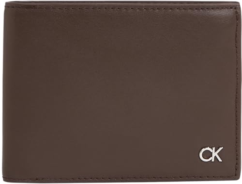 Calvin Klein Herren Geldbeutel Metal Ck Trifold mit RFID, Braun (Dark Brown Slg), Einheitsgröße von Calvin Klein