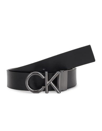 Calvin Klein Herren Gürtel Ck Metal Bombe PB 3.5 cm Ledergürtel, Schwarz (Ck Black /Dk Brown), 80 cm von Calvin Klein