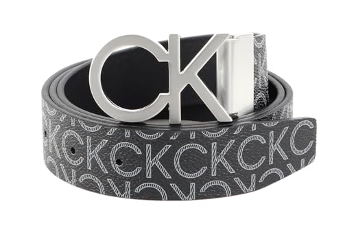 Calvin Klein Herren Gürtel Ck Rev.Adj. New Mono Belt 3.5 cm Kunstledergürtel, Schwarz (Black Monogram), 105 cm von Calvin Klein