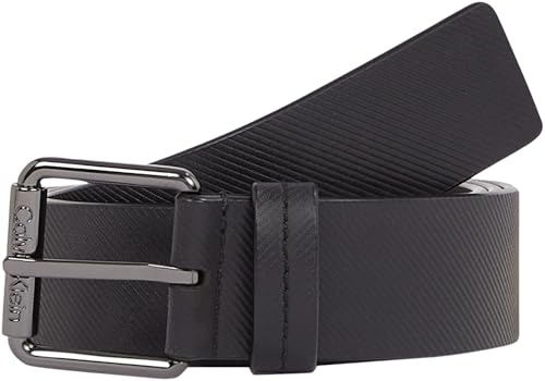 Calvin Klein Herren Gürtel Eckige Schnalle aus Leder, Schwarz (Ck Black Diagonal), 125 cm von Calvin Klein