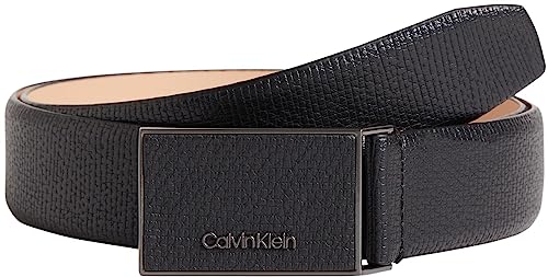 Calvin Klein Herren Gürtel Leather Inlay Plaque 3,5 cm Kunstledergürtel, Schwarz (Ck Black), 100 von Calvin Klein