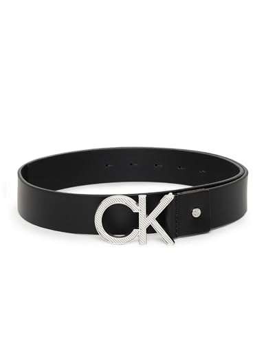 Calvin Klein Herren Gürtel Metal Diagonal 3,5 cm Ledergürtel, Schwarz (Ck Black), 100 von Calvin Klein