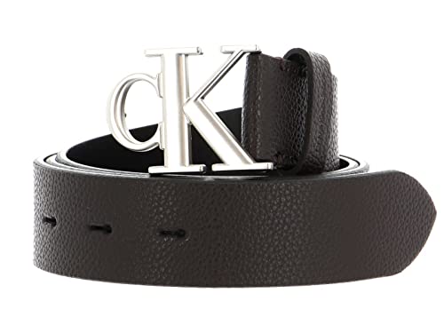 Calvin Klein Herren Gürtel Round Mono Plaque Belt 35mm aus Leder, Braun (Bitter Brown), 90 cm von Calvin Klein