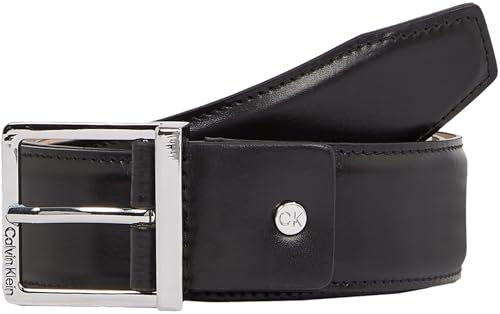 Calvin Klein Herren Gürtel Sleek Square aus Leder, Schwarz (Ck Black Smooth), 100 cm von Calvin Klein