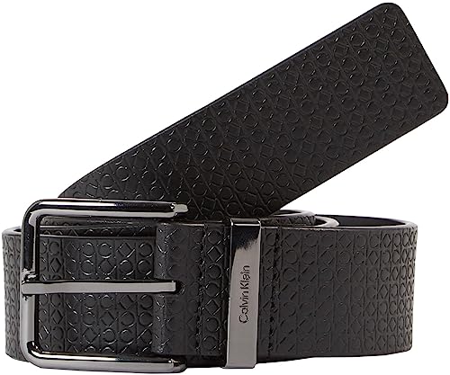 Calvin Klein Herren Gürtel Warmth Plus Nano Mono 3,5 cm Ledergürtel, Schwarz (Black Nano Mono/Black Smooth), 90 von Calvin Klein