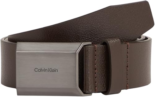 Calvin Klein Herren Gürtel aus Leder, Braun (Dark Brown Pebble), 130 cm von Calvin Klein