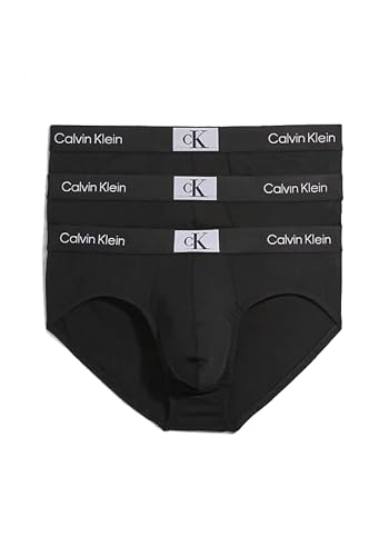 Calvin Klein Herren 3er Pack Hip Briefs Unterhosen Baumwolle mit Stretch, Schwarz (Black/Black/Black), S von Calvin Klein