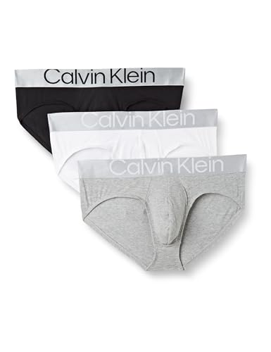 Calvin Klein Herren 3er Pack Hip Briefs Unterhosen Baumwolle mit Stretch, Mehrfarbig (Black/White/Grey Heather), L von Calvin Klein
