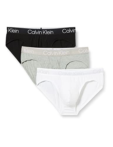 Calvin Klein Herren 3er Pack Hip Briefs Unterhosen Baumwolle mit Stretch, Mehrfarbig (White/Black/Grey Heather), M von Calvin Klein