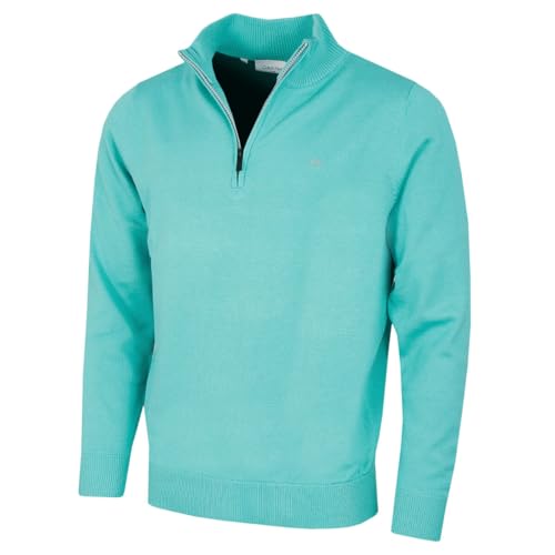 Calvin Klein Herren Heather Half Zip Pullover - Aquamarin - XL von Calvin Klein