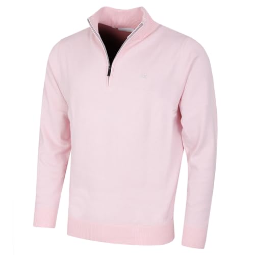 Calvin Klein Herren Heather Half Zip Pullover - Baby Pink - S von Calvin Klein