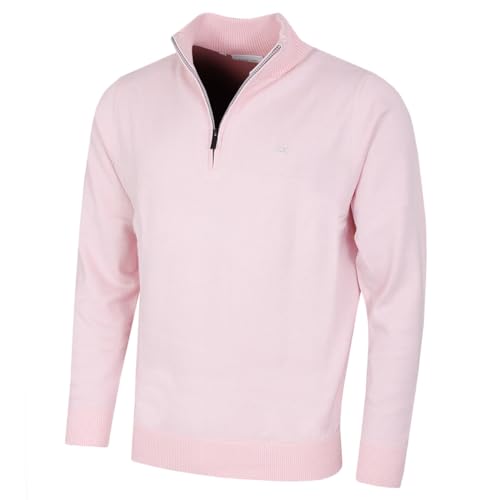 Calvin Klein Herren Heather Half Zip Pullover - Baby Pink - XL von Calvin Klein