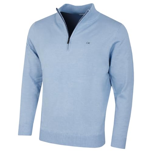 Calvin Klein Herren Heather Half Zip Pullover - Blau/Marineblau - L von Calvin Klein