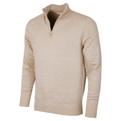 Calvin Klein Herren Heather Half Zip Pullover - Karamell-Melange - L von Calvin Klein