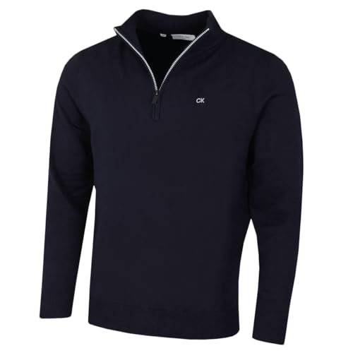 Calvin Klein Herren Heather Half Zip Pullover - Marine/Silber - M von Calvin Klein