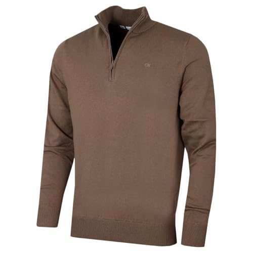 Calvin Klein Herren Heather Half Zip Pullover - Nerz - XXL von Calvin Klein