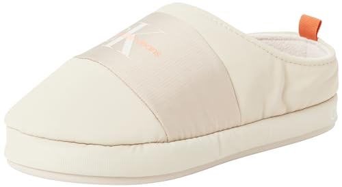 Calvin Klein Jeans Herren Home Slipper Mono YM0YM00840 Hausschuhe, Braun (Plaza Taupe/Apricot Orange), 41 EU von Calvin Klein Jeans