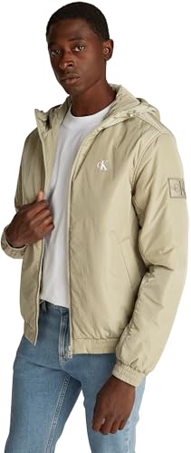 Calvin Klein Herren Jacke Padded Hooded Harrington Übergangsjacke, Beige (Nordic Dust), S von Calvin Klein