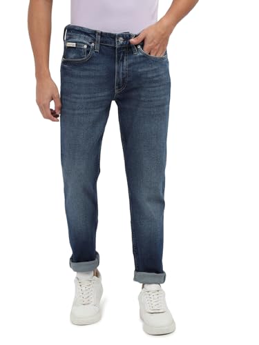 Calvin Klein Herren Jeans Hose Slim Fit Tapered Fit, Blau (Denim Dark), 28W/34L von Calvin Klein