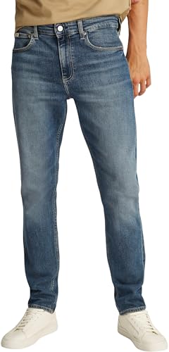 Calvin Klein Herren Jeans Hose Slim Taper mit Stretch, Blau (Denim Dark), 32W/31L von Calvin Klein