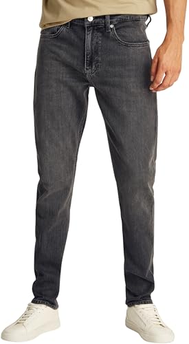 Calvin Klein Herren Jeans Hose Slim Taper mit Stretch, Schwarz (Denim Black), 30W/31L von Calvin Klein