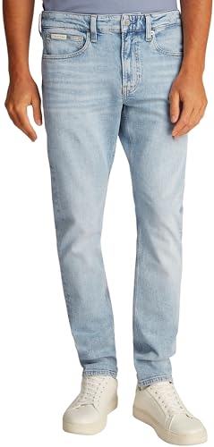 Calvin Klein Herren Jeans Hose Taper Slim Fit, Blau (Denim Light), 32W/31L von Calvin Klein