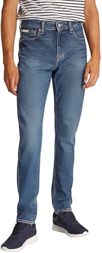 Calvin Klein Herren Jeans Hose Taper Slim Fit, Blau (Denim Medium), 32W/34L von Calvin Klein