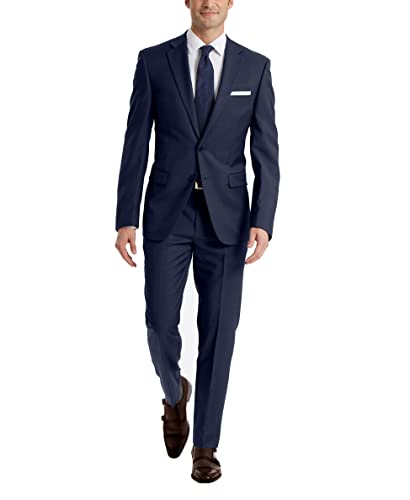 Calvin Klein Herren Anzughose Business-Anzug Hosen-Set, Blauer Köper, 34W / 32L von Calvin Klein