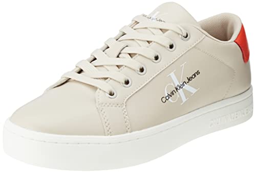 Calvin Klein Jeans Herren Klassische Cupsohle, Schnürung, niedrig geschnitten Cupsole Sneaker, Eierschalentomate, 40.5 EU von Calvin Klein Jeans