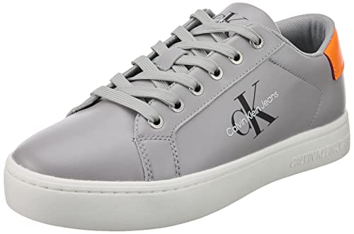 Calvin Klein Jeans Herren Klassische Cupsohle, Schnürung, niedrig geschnitten Cupsole Sneaker, Formal Grey Shocking Orange, 40.5 EU von Calvin Klein Jeans